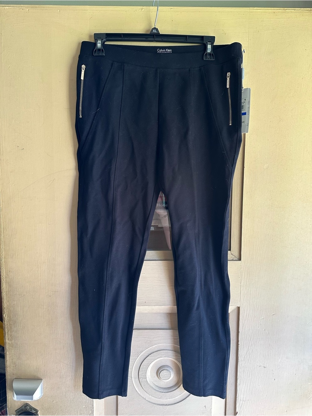 Calvin Klein Women’s Black Slim Fit Zip-Pocket Pants